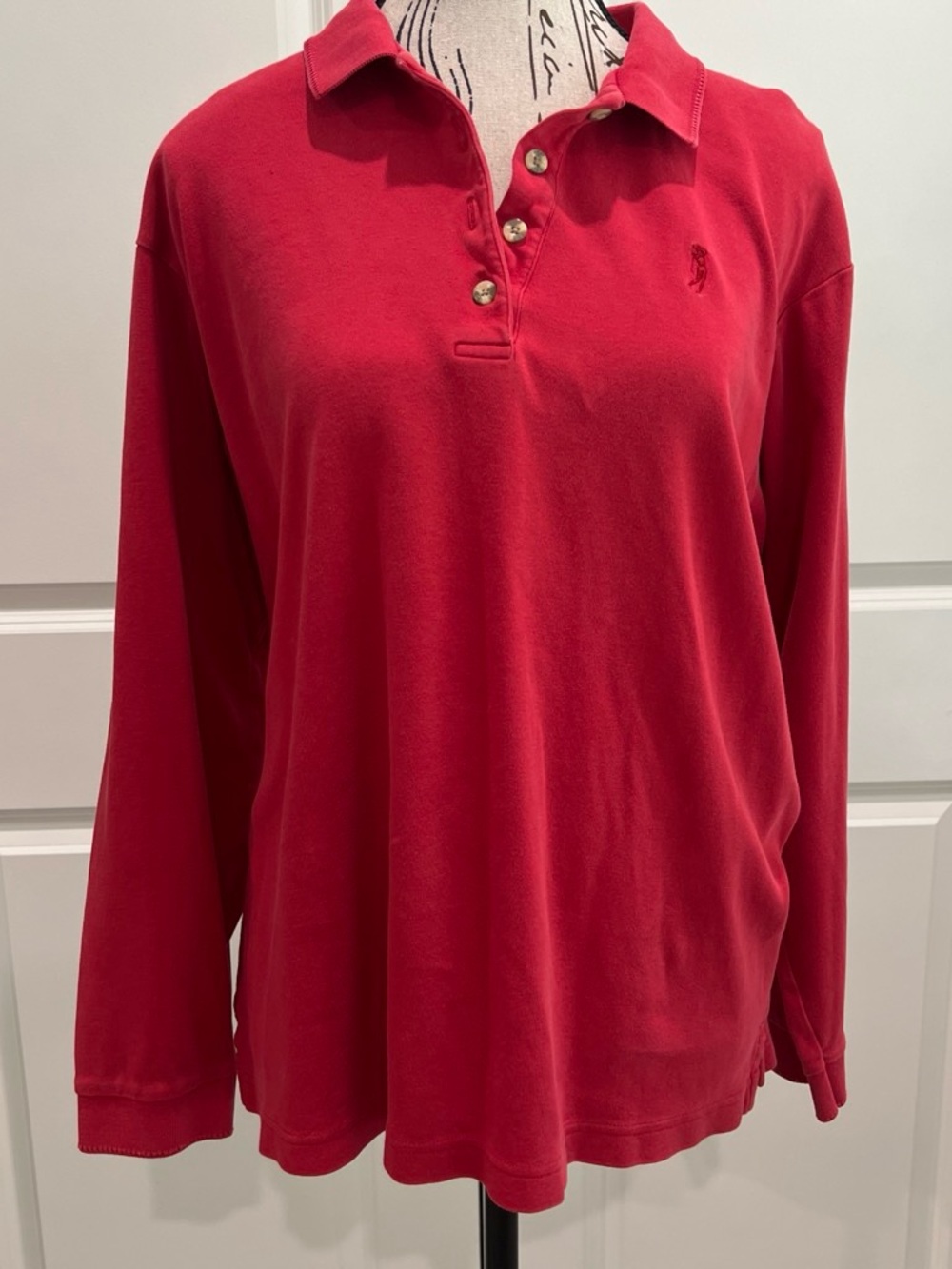 Izod Red Long-Sleeve Polo Top, XL